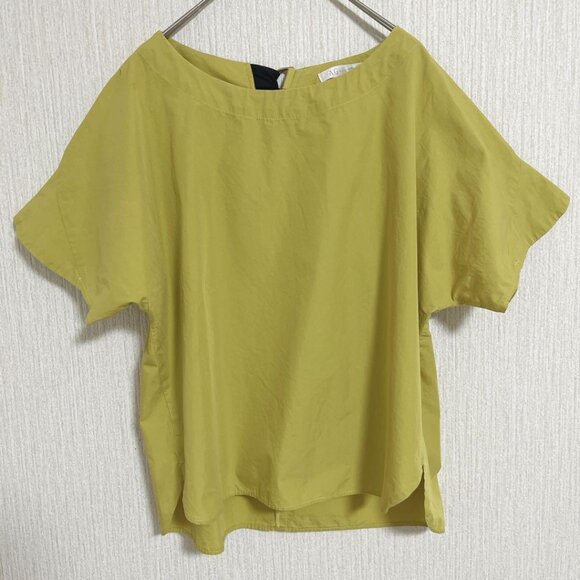 Aquag Tops - Aquag Mustard Yellow Blouse Shirt Short Sleeve Frill Sleeves M